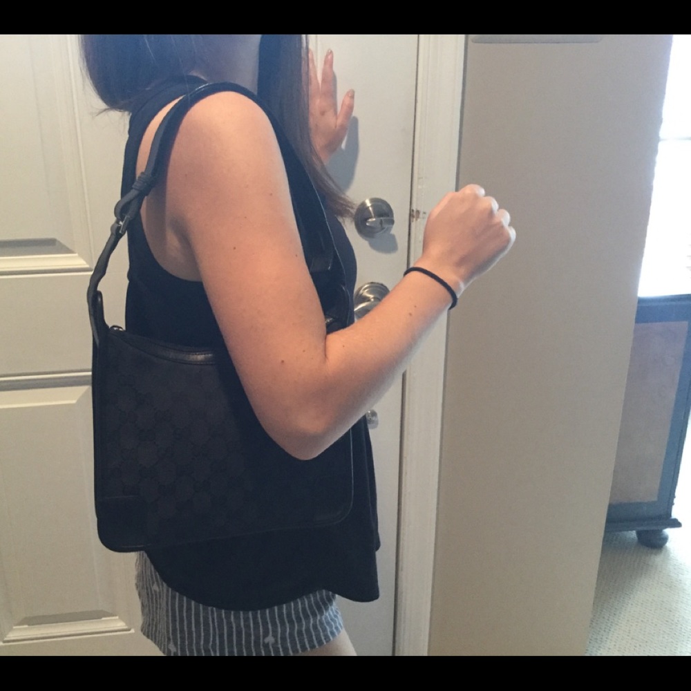 Authentic Gucci black monogram canvas bag